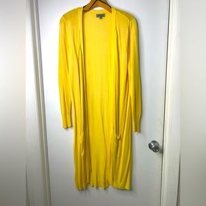 Yellow Collarless Duster Cardigan